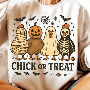 Chick Or Treat Png, Spooky Chicken Halloween Png, Halloween Png, Funny Halloween Chicken Png, Spooky Goose Png, Kids Halloween Png