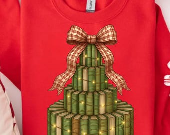 Christmas Book Tree PNG, Retro Christmas Reading Sublimation Design, Librarian Christmas Png, Christmas Season Digital Download for Teachers