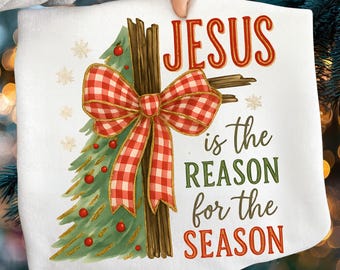 Jesus Is The Reason For A Season png, Christmas Png, Preppy christmas png, Christmas png, Retro Christmas png, Checkered Red Plaid Png