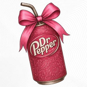 Dr Pepper Coquette pink bow dr pepper Valentine Vintage dr pepper in can with bow png gift for her tshirt idea dr pepper sweatshirt sticker