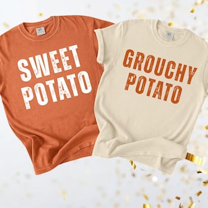 Koppels bijpassende Thanksgiving png, zoete aardappel humeurige aardappel png, grappige Thanksgiving png, herfstshirt, grappige Thanksgiving png