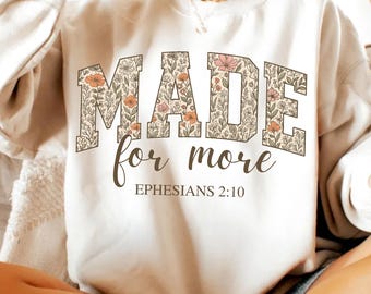 Made for More PNG, Ephesians 2:10 Bible Verse PNG, Christian Digital Download,Religious Sublimation File,Jesus Quote, Motivational Scripture