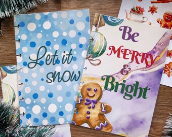 Сhristmas gingerbread watercolor happy planner cover, mini happy planner, micro notes notebook, discbound planner, black friday sale
