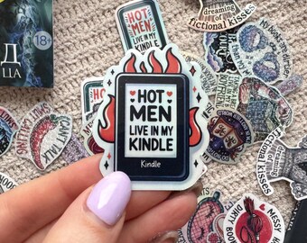 Smutbok-klistermärke, heta män bor i min Kindle, Kindle-klistermärke, kryddiga klistermärken, vattenflask-klistermärke, mörk romantik-klistermärke, bokälskare-present