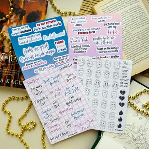 Juego de pegatinas de emociones de libros, pegatinas para bullet journal, pegatinas para portátil, pegatinas para botellas de agua, pegatinas de vinilo para agenda, hojas de pegatinas, regalo para amantes de los libros