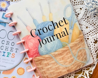 Diario di uncinetto fatto a mano, agenda di progetti personalizzata, diario di uncinetto, regalo per gli amanti del filato, organizzatore di schemi di uncinetto, regalo per gli appassionati di uncinetto