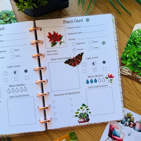 Gardening journal,plant tracker, discbound planner,garden organizer,plant watering, harvest log tracker, grandparents gift,botanical journal