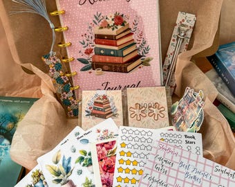 Lesetagebuch Bündel: A5 Discbound, Sticker, Lesezeichen, Stift