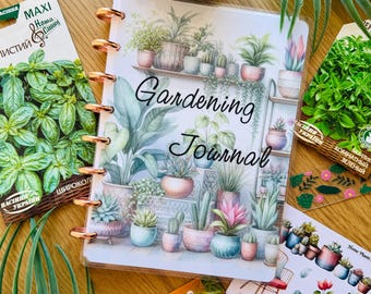 Custom gardening journal, garden art planner, plant profile card tracker, harvest log and plant watering tracker, plant lover gift