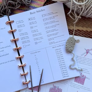 Neutral knitting pattern book, knitting notes, knitting planner, knitting journal, handmade project journal, mom gift, unique holiday gift