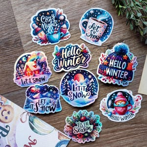 Holografisch winterstickervel, kerstkalenderstickers, vinyl laptopstickers, waterflessticker, kerst black friday-uitverkoop