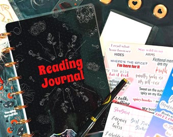 2026 Dark Romance Reading Journal Set: Book Tracker, Stickers, Bookmarks