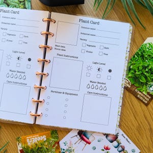Plant profile card, plant tracker,garden organizer,garden art planner,plant watering,gardening journal, discbound planner, botanical journal