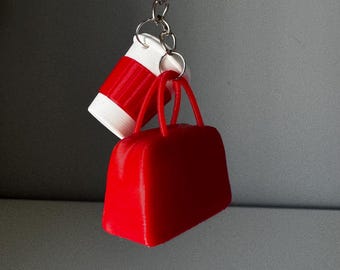 Devil Wears Prada Inspired Keychain | Red Handbag & Coffee Charm | Fashion Gift for Her | Bag Charm | EU Seller Fast Shipping