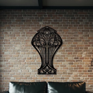 Art Nouveau Metal Wall Art - Ornamental Bloom - Elegant Vintage Home Decor, Art Nouveau Metal Wall Decor, Elegant Vintage Floral Panel