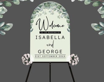 Elegant Greenery Wedding Welcome Sign: Designed, Printed and Delivered | A1 Size
