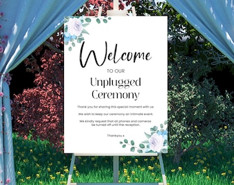 Wedding Welcome Sign - Unplugged Ceremony sign | A1 Size