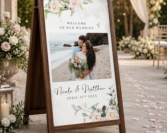 Photo Wedding Welcome Sign A1 size | Custom Couple Picture Signage | Wedding Entrance Sign | Printed & Delivered