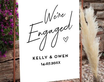 Engagement Party Welcome Sign | Minimalist “We’re Engaged” Design | Personalised Engagement Sign Printed & Delivered | A1 Size