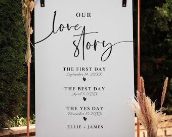 Our Love Story Wedding Timeline Sign | Custom Dates & Names | Minimal Modern Wedding Sign | Foam Board Print | UK Delivery