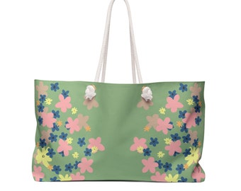 Nouveau * Sac week-end fleuri (sauge)