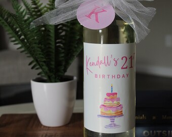 21st Birthday Wine Label, Personalized Liquor Bottle Sticker