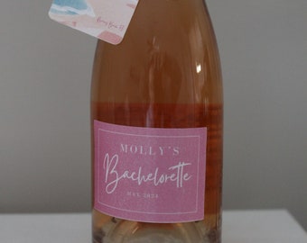 Aangepaste strand vrijgezellenfeest mini-champagneflesetiketten en tag