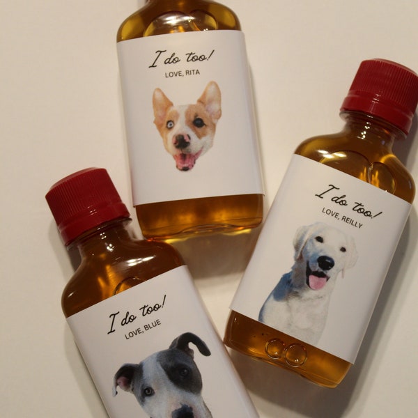 I Do Too Dog Airplane Bottle Label | Custom Pet Wedding Shooter Bottle Labels | Party Personalized Stickers | Puppy Wedding Day Detail Decor