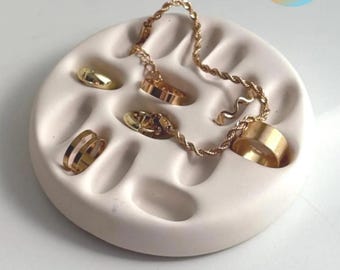 Ring Holder Tray Jewelry Holder Handmade Stone Jesmonite Aesthetic Neutral Home Decor Accessories & Gift