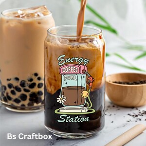 Coffee Lover Cup, 16oz Glass Tumbler with Bamboo Lid, Iced Coffee Cup, Reusable Glass Can, Gift, Mental Health, Perfect Gift, Birthday Gift