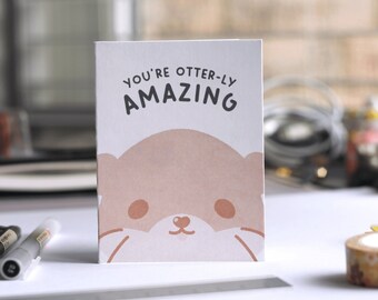 You're Otter-ly Amazing Greeting Card - 3x4"