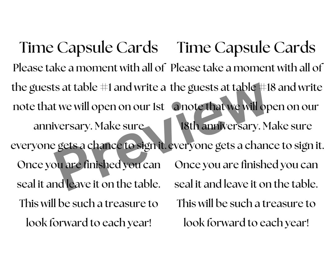 Time Capsule Card Design Examples Time Capsule Card Directions - Etsy