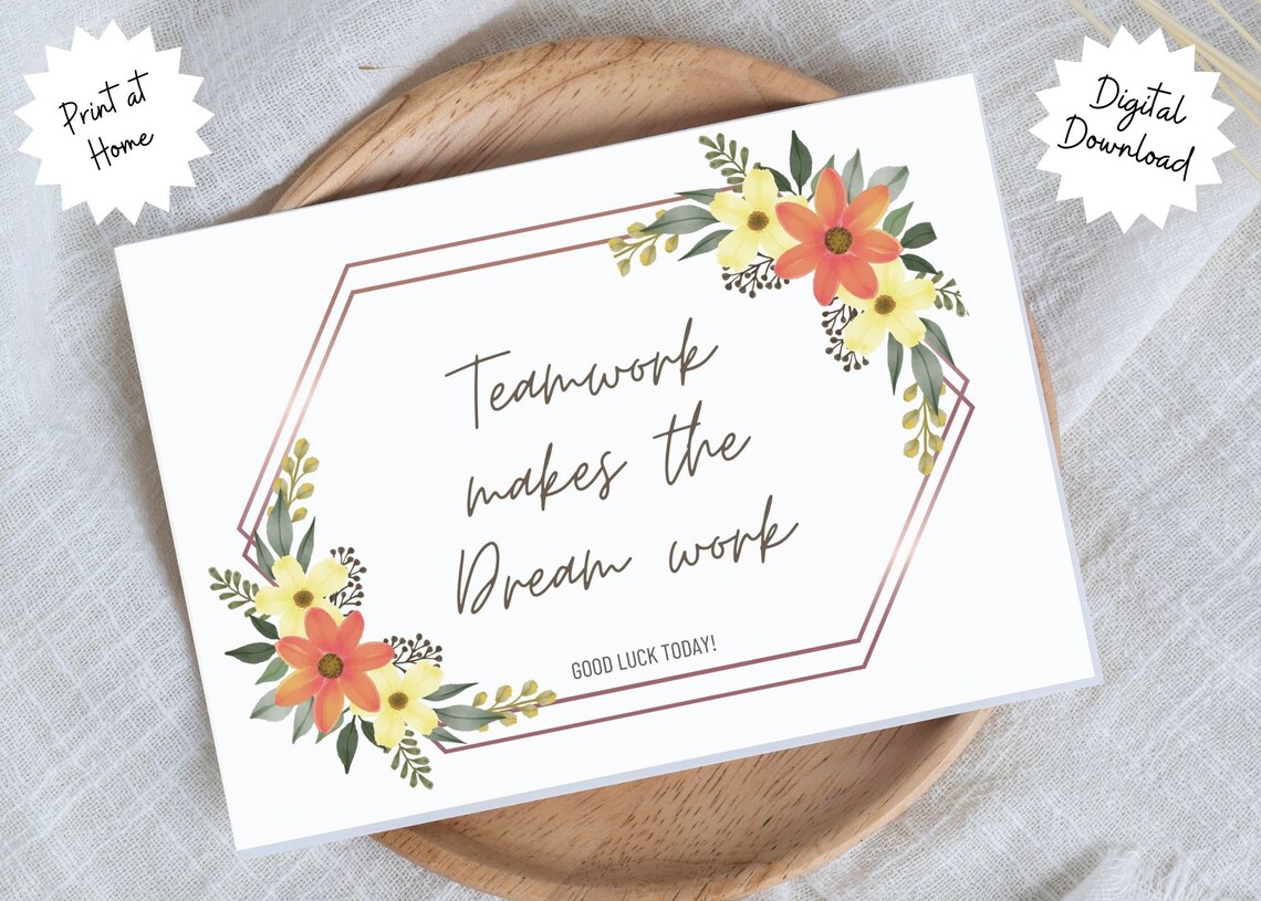 Teamwork Makes the Dream Work Blank Card. Student Athlete Digital ...