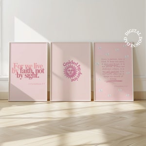 Pink Christian Wall Art Set Of 3 Modern Bible Verse Prints Printable Scripture Wall Art Religious Trendy Quote Poster Christian Gift For Her