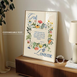 Christian Wildflowers Wall Art, Custom Floral Scripture Bible Verse Print, Jesus Wall Art Christian Decor Printable Gift Summer Bible Print