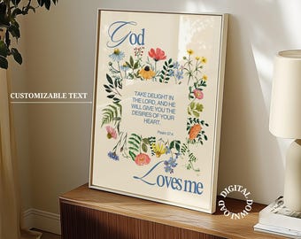 Christian Print Wildflowers Wall Art, Custom Scripture Bible Verse Print, Christian Girly Gift Decor Printable Summer Bible Art Jesus Poster