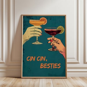 Girly Martini Poster Vintage Cocktail Art para elegante bar carrito decoración cóctel cartel regalo femenino, Aperol Spritz pared arte dopamina decoración regalo