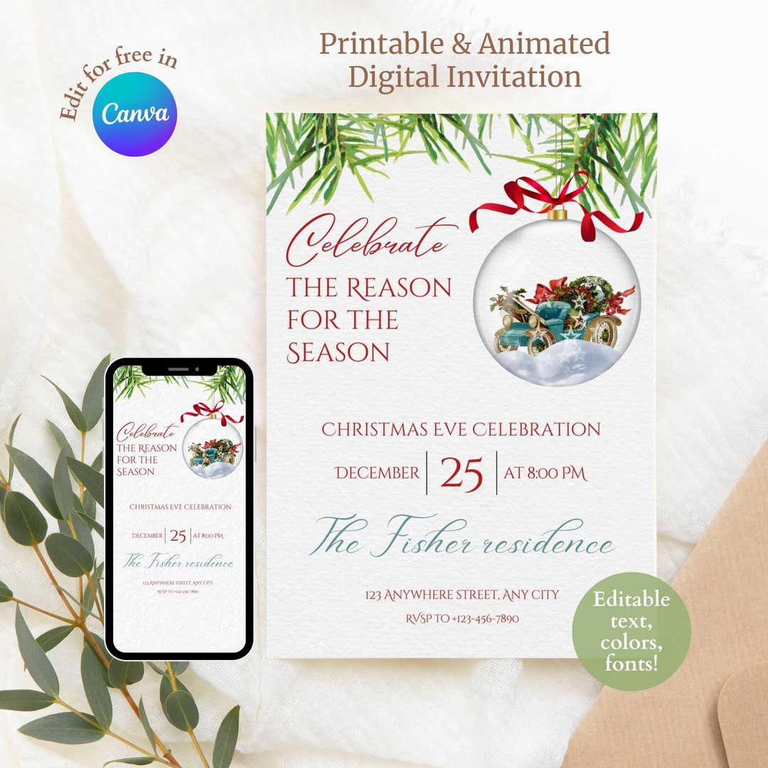 Editable Christmas Party Invitation Printable Christian Christmas