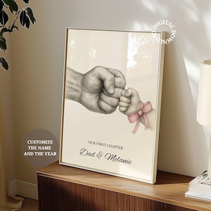 Cartaz de presente para o primeiro Dia dos Pais, presente para pai e filha, decoração de quarto de bebê, presente para pai, impressão personalizada, download digital, ideias de presentes personalizados