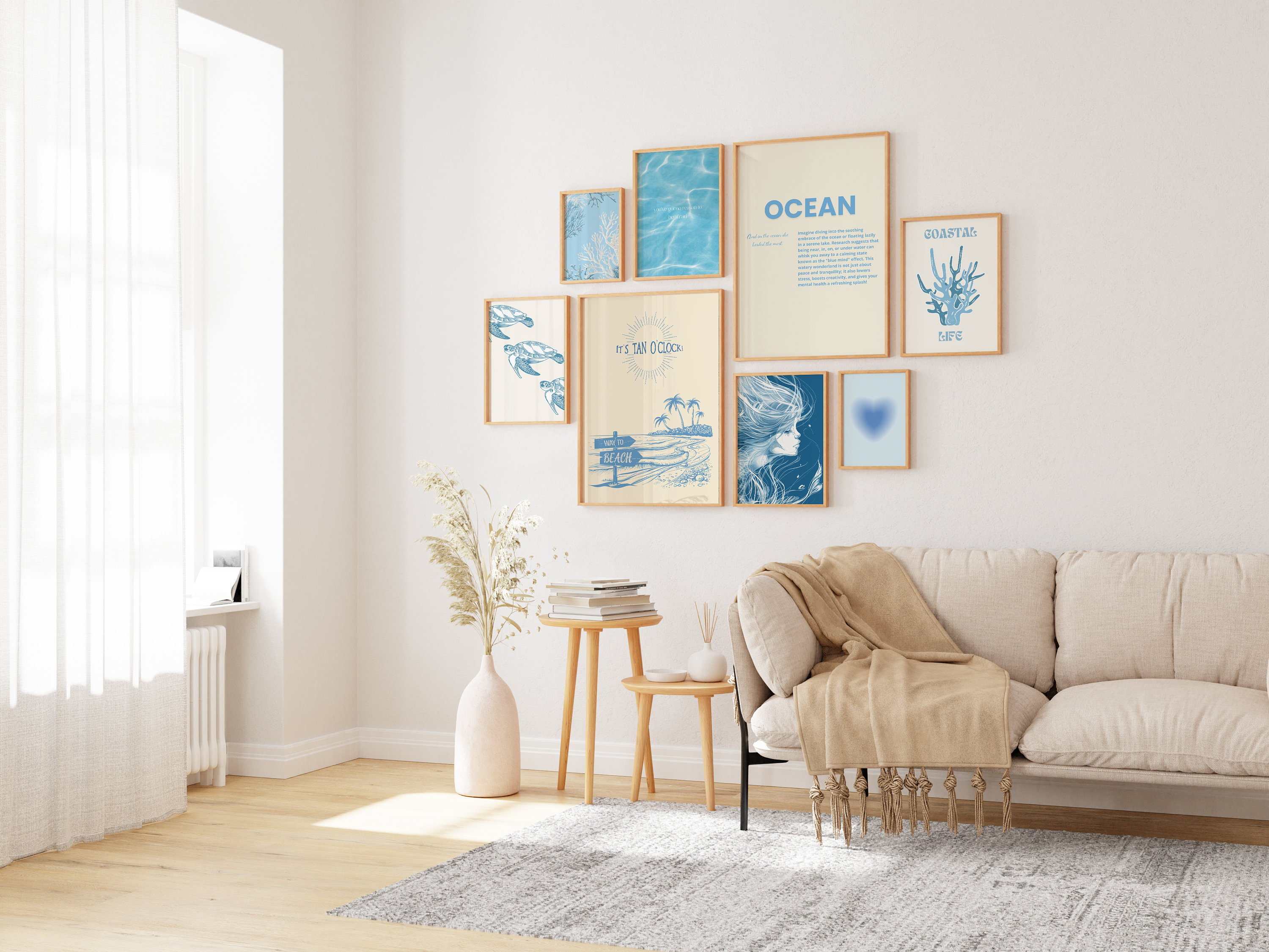 Coastal Cowgirl Wall Art Bundle Light Blue Gallery Set Trendy Beachy ...