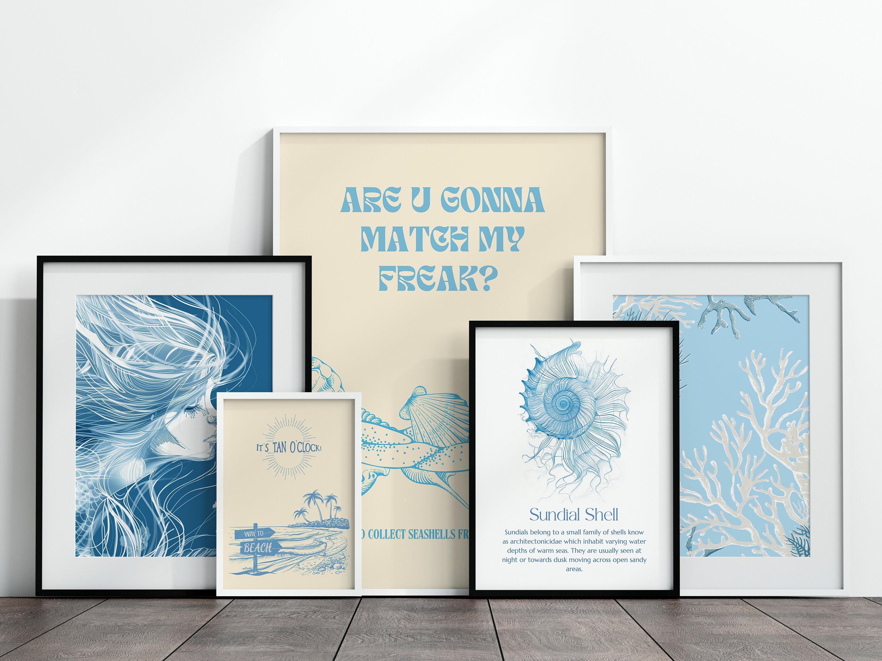 Coastal Cowgirl Wall Art Bundle Light Blue Gallery Set Trendy Beachy ...