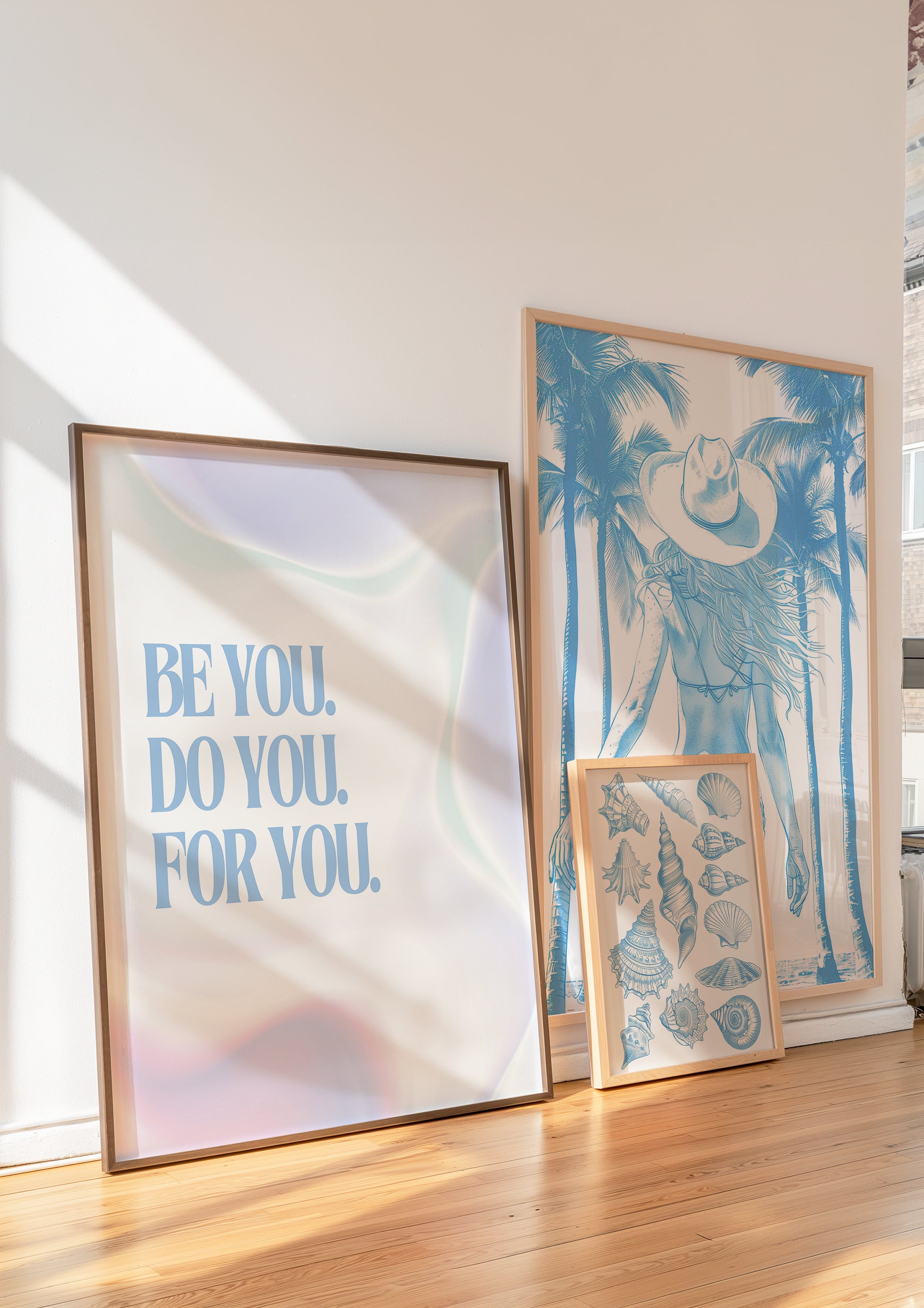 Coastal Cowgirl Wall Art Bundle Light Blue Gallery Set Trendy Beachy ...