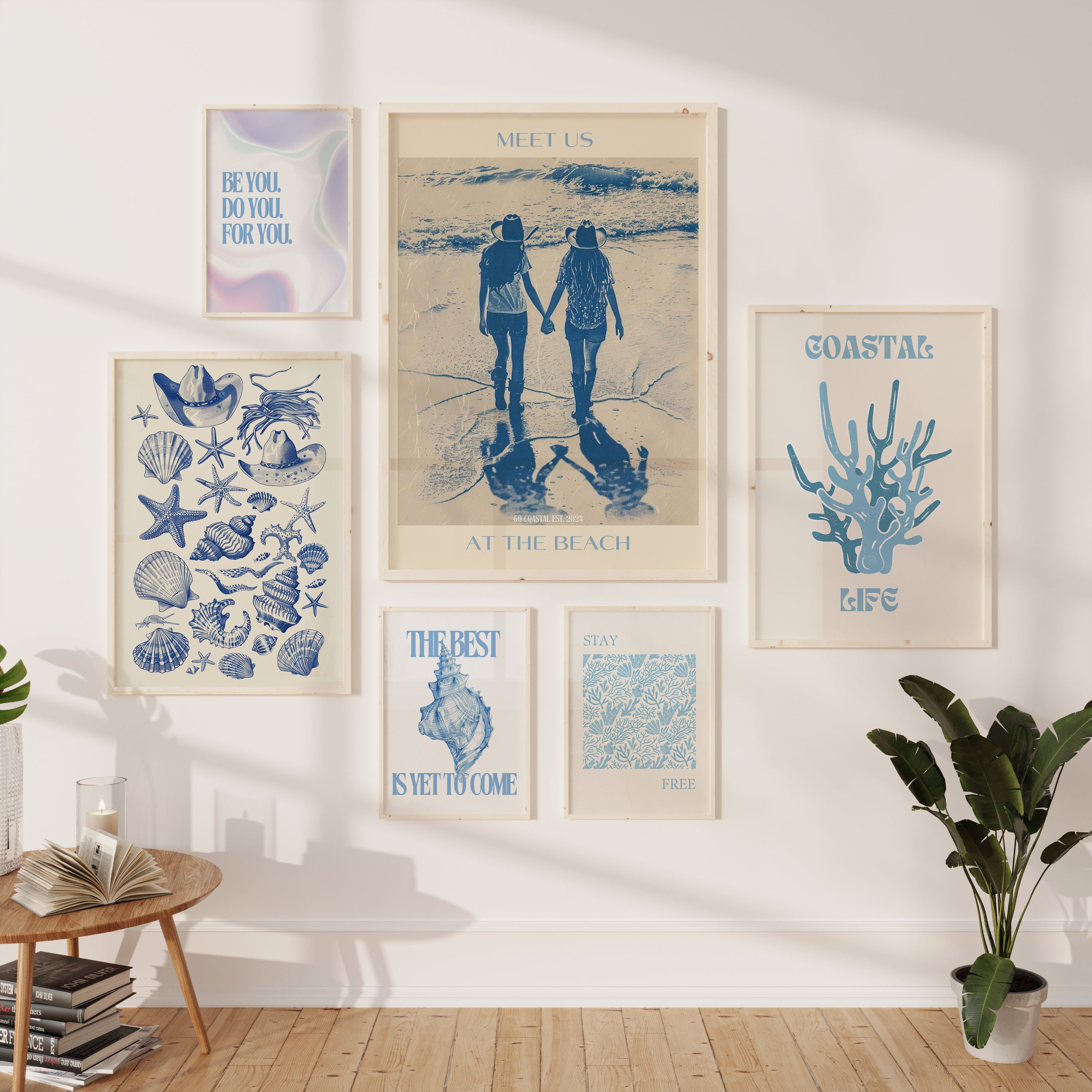 Coastal Cowgirl Wall Art Bundle Light Blue Gallery Set Trendy Beachy ...