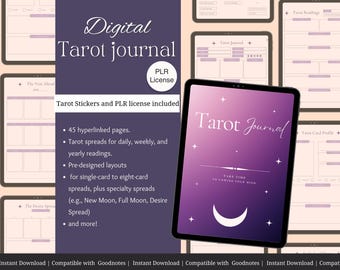 Tarot Journal Digital, Tarot Card Planner Goodnotes Tarot Spreads, Spiritual 2025 Planner Grimoire Witchy Journal Tarot Stickers PLR Planner