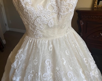 Vintage Inspired Lace Wedding Dress - Cottage Core- 150 Covered Buttons- Cleaned and Presserved