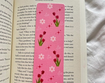 tulip linen bookmark