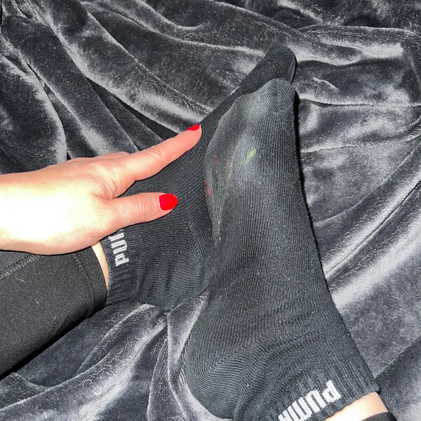 Worn branded socks from Puma in black