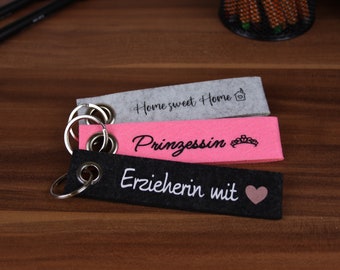 Schlüsselanhänger personalisierbar aus Filz | Geschenk, Geburtstag, Wunschtext, Valentinstag | 130mm x 30mm