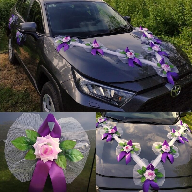 Wedding Car Ribbon and Bow Set With Decorative Flowers - Complete Just ...