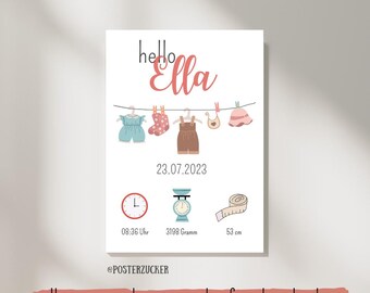Birth poster I Baby poster I personalizable birth board 1st, 2nd, 3rd, 4th, 5th, 6th, birthday I personalized I instant download I template